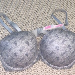 Gray Victoria’s Secret Pink bra!